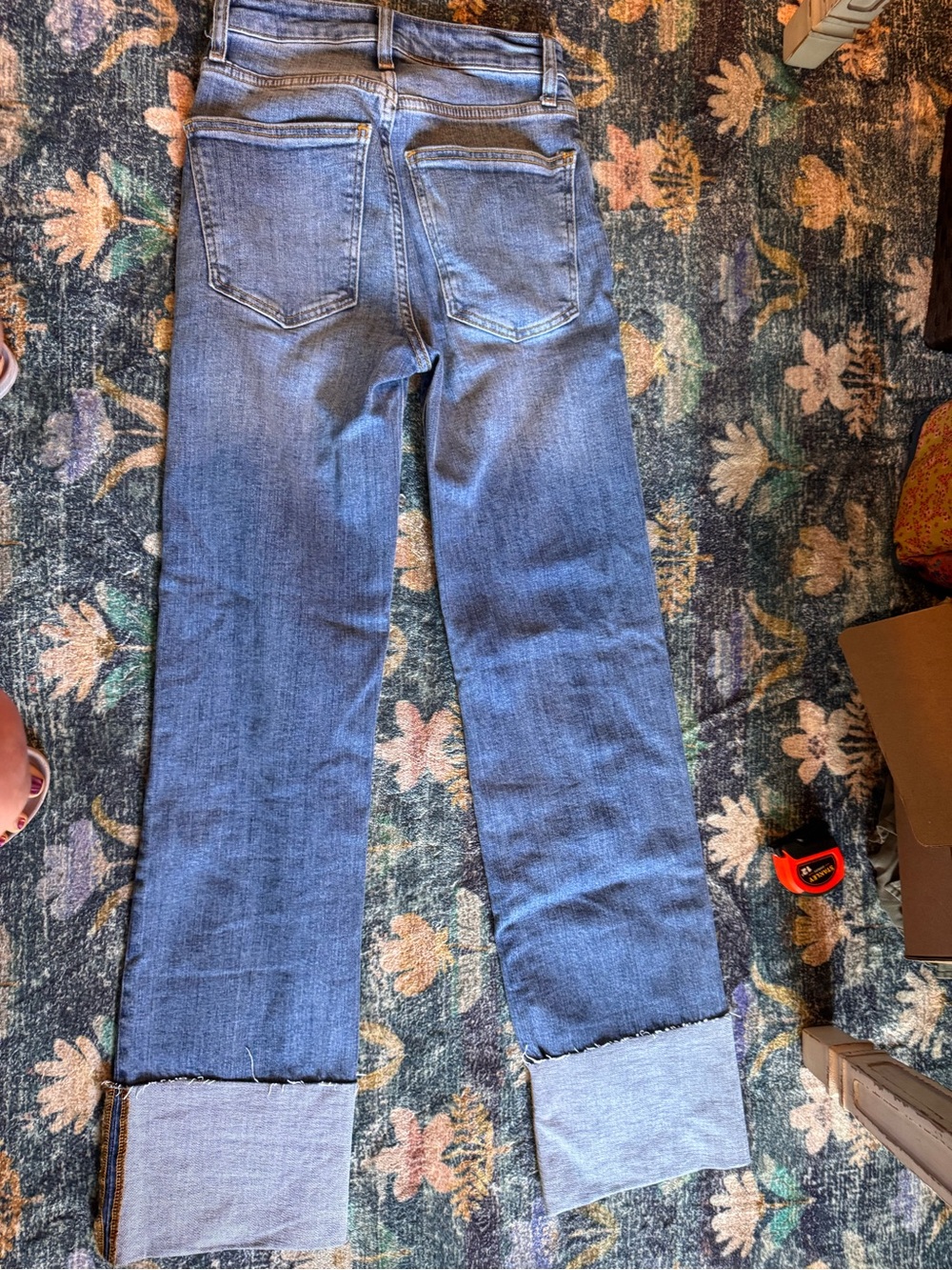 Pilcro Straight-Leg Jeans in Blue with Cuffed Hem - Picture 9 of 10